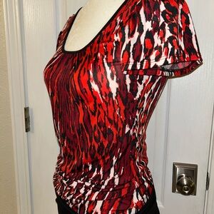 Stylish Red Animal Print Women's Top